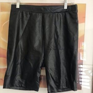 Black Pleather Shorts